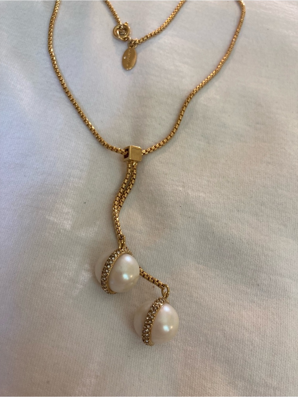 Ann Taylor Signed Vintage Lariat Faux Pearls Neck